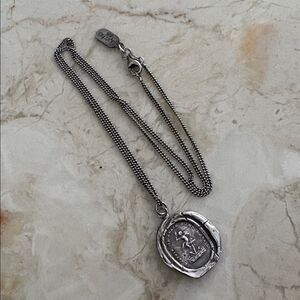 Pyrrha 925 Sterling Silver The Anchor of Hope Talisman 18” Oxidized Curb Chain